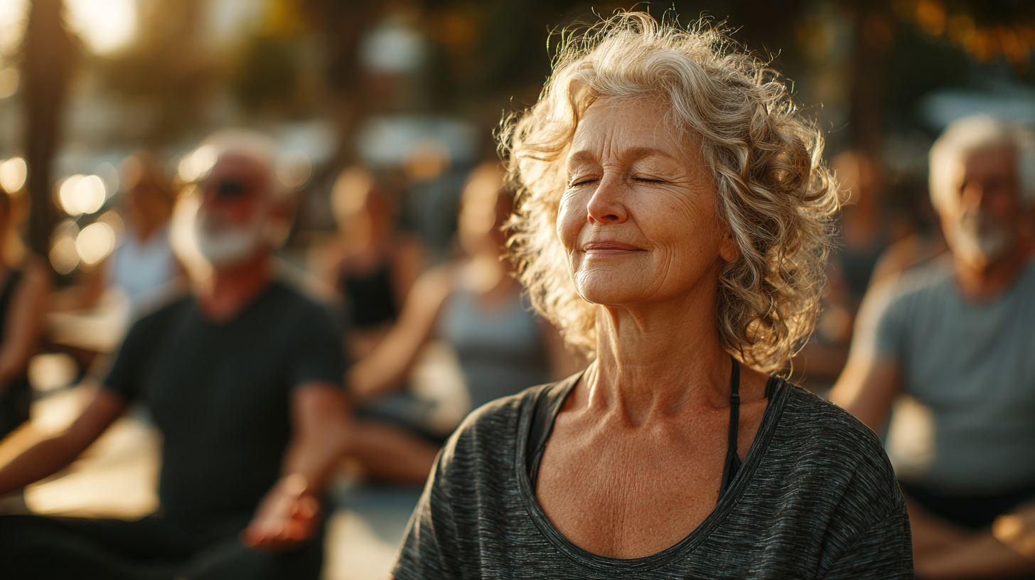 Група людей практикує йогу в затишній студії